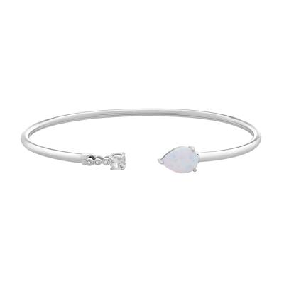 Lab Created Opal & White Sapphire Bracelet in Sterling Silver