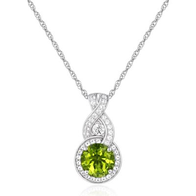 Peridot and Lab-Created White Sapphire Pendant in Sterling Silver