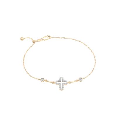 Diamond Cross Bracelet in 10K Yellow Gold (1/10 ct. tw.)