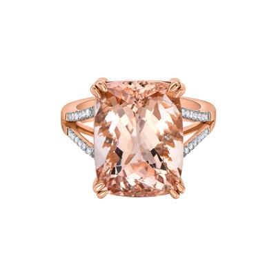 Cushion-Cut Morganite & Diamond Ring in 14K Rose Gold (1/8 ct. tw.)