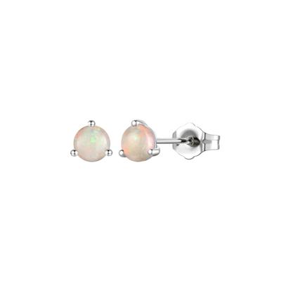 Opal Stud Earrings in 10K White Gold