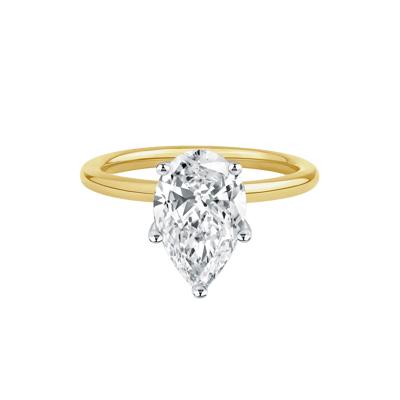 Lab Grown Diamond Pear-Shaped Solitaire Engagement Ring in 14k Yellow Gold (3 ct.)