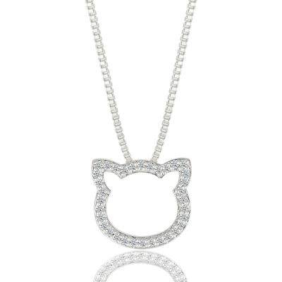 Diamond Cat Pendant in Sterling Silver (1/8 ct. tw.)