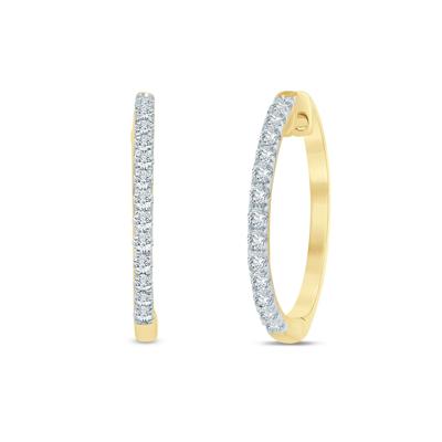 Lab Grown Diamond Hinged-Back Hoop Earrings in 10K Yellow Gold (1/4 ct. tw.)
