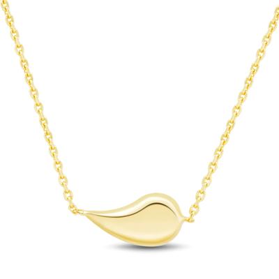 Curved Teardrop Necklace in Vermeil