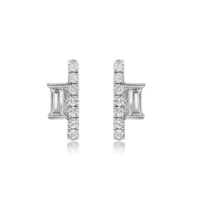 Diamond Geometric Bar Stud Earrings in 10K White Gold (1/8 ct. tw.)