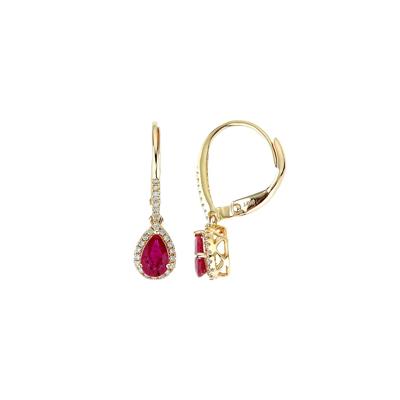 Ruby & 1/5 ct. tw. Diamond Earrings in 10K Yellow Gold