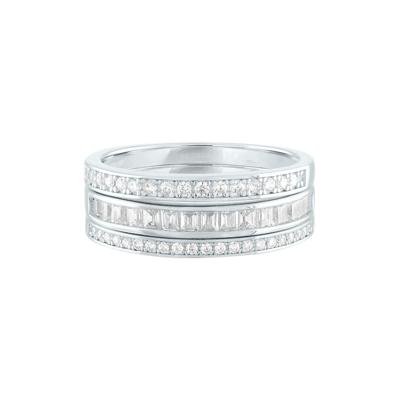 Lab Created White Sapphire Three-Piece Stack Ring Set in Sterling Silver