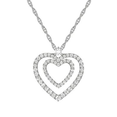 Diamond Double Heart Pendant in 10K White Gold (3/8 ct. tw.)