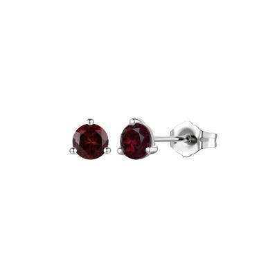 Garnet Stud Earrings in 10K White Gold