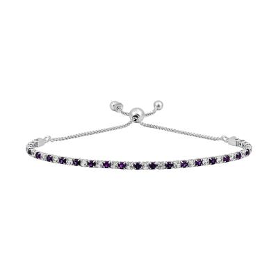 Amethyst & Lab Created White Sapphire Bolo Bracelet in Sterling Silver