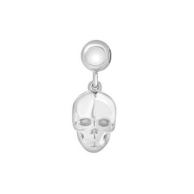 Skull Bead Charm in Sterling Silver