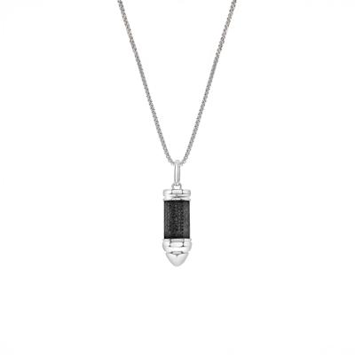 Men's Black Diamond Bullet Pendant Necklace in Sterling Silver (1/4 ct. tw.)