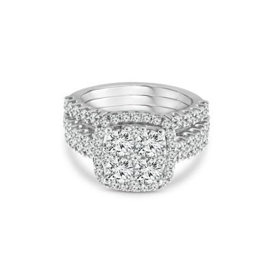 Lab Grown Multi-Diamond Engagement Ring Set in 10K White Gold (3 ct. tw.)