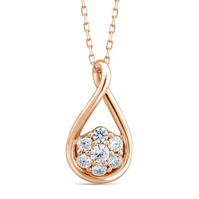 Lab Grown Diamond Cluster Drop Pendant in 10K Rose Gold (1/2 ct. tw.)