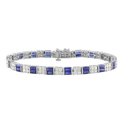 Lab Created Blue & White Sapphire Bracelet in Sterling Silver