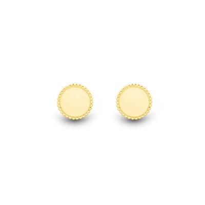 Beaded Petite Coin Stud Earrings in 10K Yellow Gold