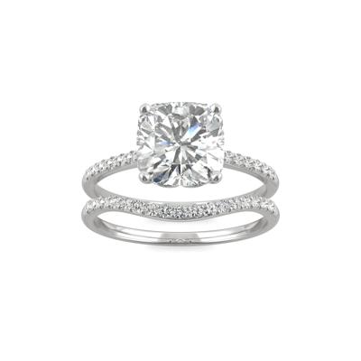 Cushion-Cut Moissanite Ring Set in 14K White Gold (2 5/8 ct. dew)