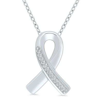 Ribbon Pendant with Diamond Accents in Sterling Silver