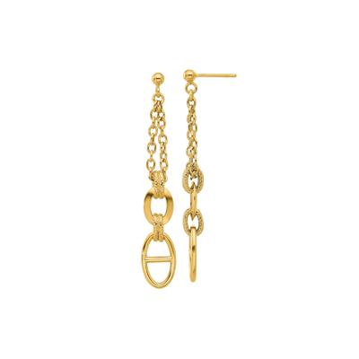Polished and Textured Dangle Earrings in 14K Yellow Gold