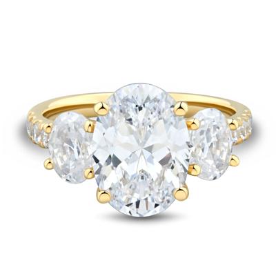 Lab Grown Diamond Three-Stone Engagement Ring in 14K Yellow Gold (4 1/4 ct. tw.)