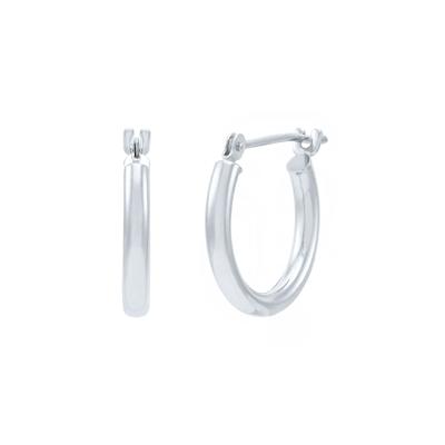 Round Polished Hoop Earrings in 14K White Gold