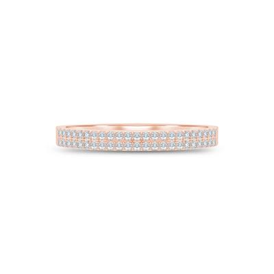 Double Row Diamond Stack Band in 10K Rose Gold (1/8 ct. tw.)