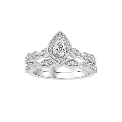 Pear-Shaped Diamond Engagement Set in 14K White Gold (5/8 ct. tw.)