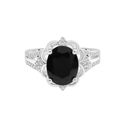 Onyx and Diamond Cocktail Ring in Sterling Silver (1/10 ct. tw.)