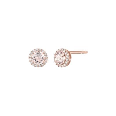 Morganite & Diamond Accent Stud Earrings in 14k Rose Gold