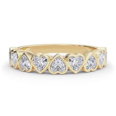 Lab Grown Diamond Heart Bezel Half Eternity Band in 14K Yellow Gold (1 ct. tw.)