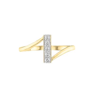Diamond Accent Bypass Bar Ring in 10K Yellow Gold