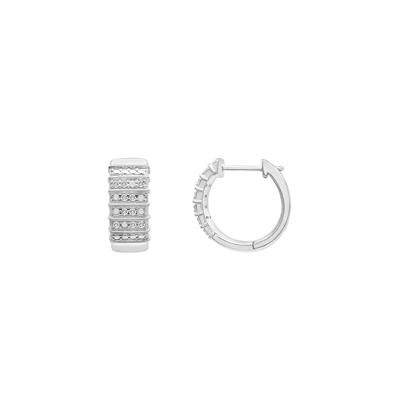 Multi-Row Huggie Hoop Earrings in Sterling Silver (1/10 ct. tw.)