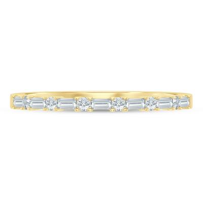 Lab Grown Diamond Baguette and Round Band in 10K Yellow Gold (1/4 ct. tw.)