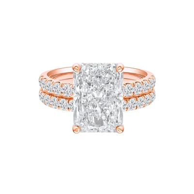 Lab Grown Diamond Radiant-Cut Bridal Set in 14K Rose Gold (5 ct. tw.)