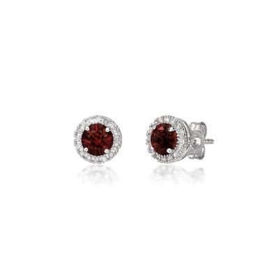 Garnet & 1/7 ct. tw. Diamond Earrings in Sterling Silver