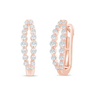 Lab Grown Diamond Double Row Hoop Earrings in 10K Rose Gold (1/2 ct. tw.)