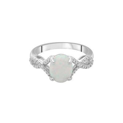 Lab-Created Cabochon Opal Ring in Sterling Silver