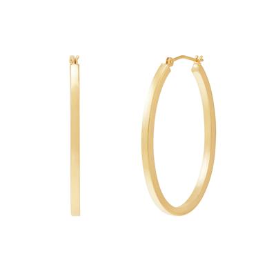 Oval Polished Hoop Earrings in 14K Yellow Gold