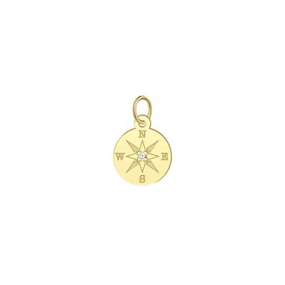 Diamond Accent Compass Charm in 10K Yellow Gold