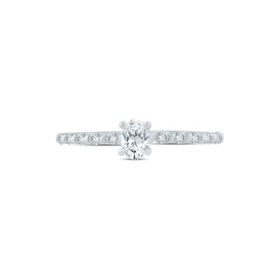 Lab Grown Diamond Oval Promise Ring in Sterling Silver (3/8 ct. tw.)