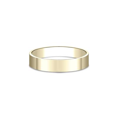 Flat Plain Wedding Band in 14K Yellow Gold, 4MM