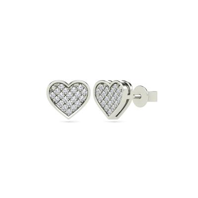 Diamond Heart Earrings in 14K White Gold (1/10 ct. tw.)