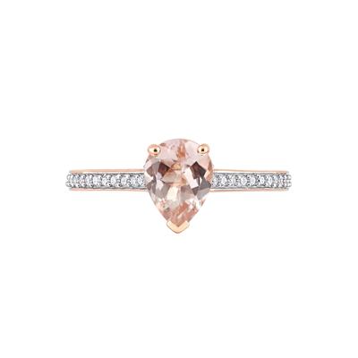 Pear-Shaped Morganite & Diamond Ring in 10K Rose Gold (1/8 ct. tw.)