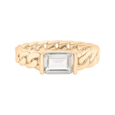 Lab-Created White Sapphire Curb Link Ring in Vermeil