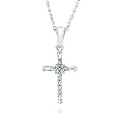 1/10 ct. tw. Diamond Cross Pendant in 10K White Gold