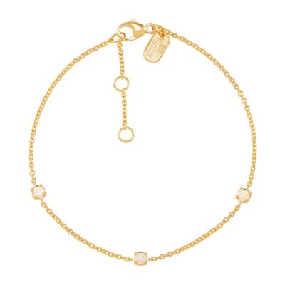 Lab-Created Opal Three-Stone Bracelet in Vermeil