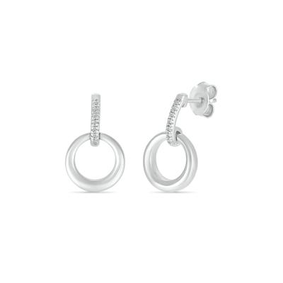 Diamond Accent Mini Door Knocker Earrings in Sterling Silver