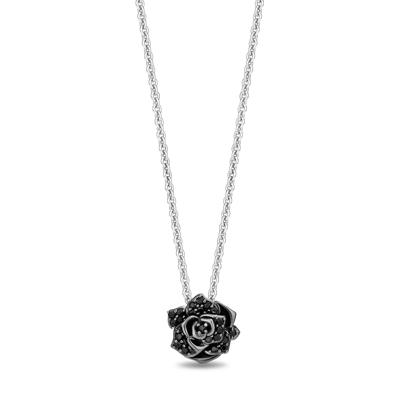Maleficent Black Diamond Rose Pendant in Sterling Silver (1/5 ct. tw.)