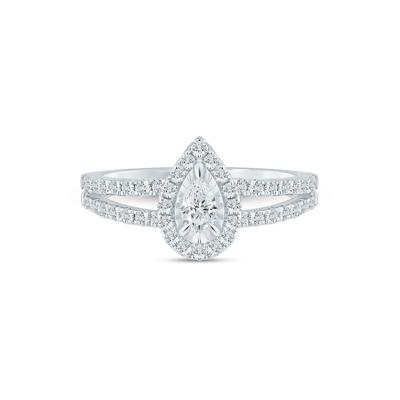 Diamond Pear Halo Engagement Ring in 10K White Gold (3/4 ct. tw.)